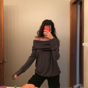 Oversized off the shoulder grey sweater